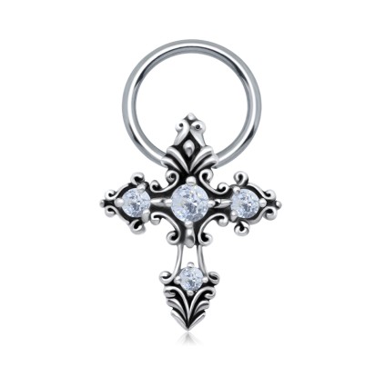 Designer Cross Nipple Piercing Closure Ring DCRS-130